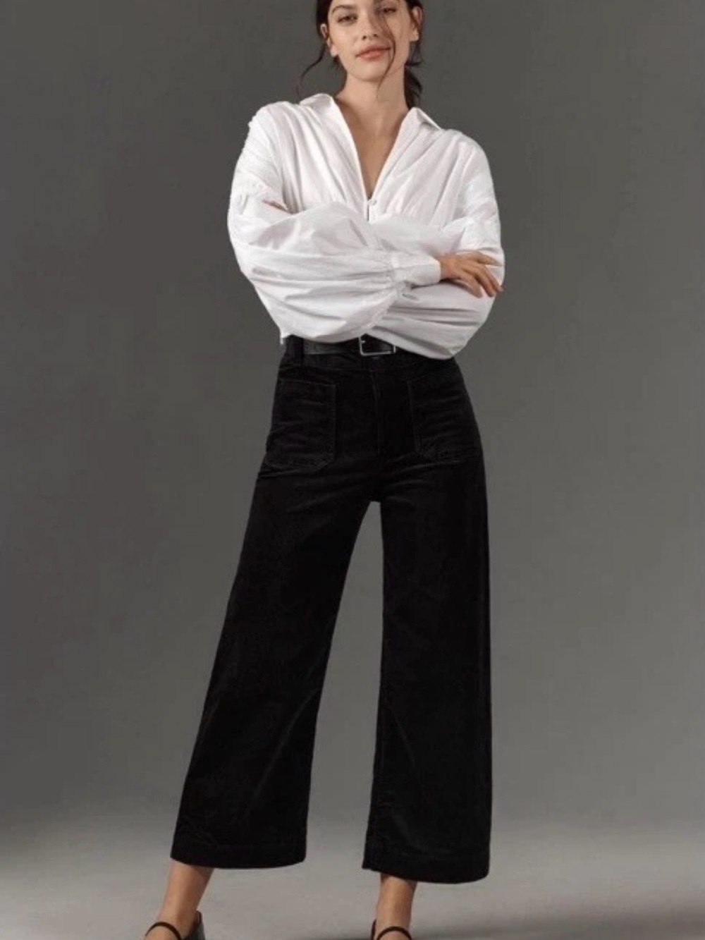 Maeve by Anthropologie black cropped corduroy Colette pants